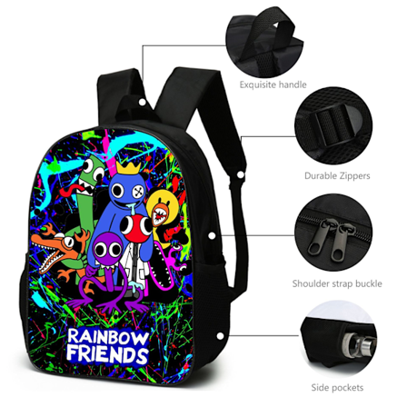 Rainbow Friends Ryggsekk Skolevesker Reisevesker Svart black