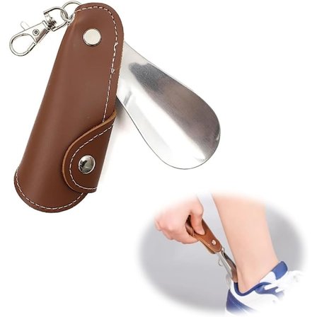 Kort Skohorn i Metall Rostfritt Stål Skohorn Litet Metall Rese Skohorn Nyckelring Skohorn