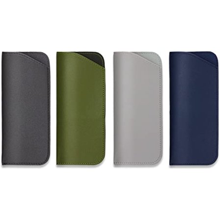 4 stk. Myke skinn bærbare etui for sammenleggbare solbriller, les