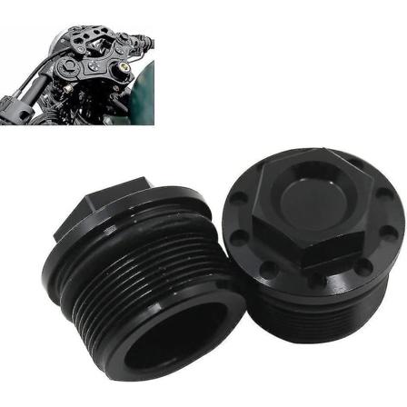 2 stk Motorsykkel 39mm Anodiserte Gaffelrørhettebolt Svart