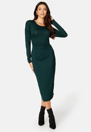 BUBBLEROOM Taylor rib dress Dark green Klær