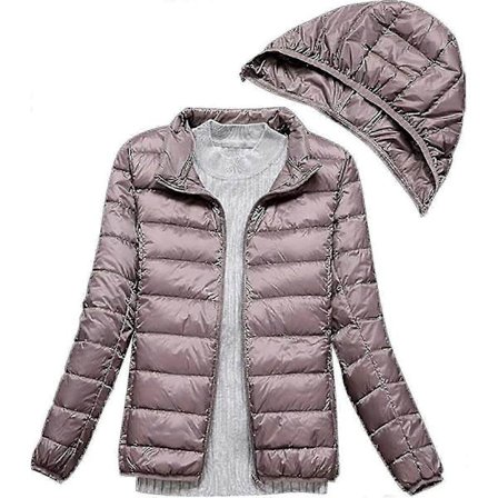 Lätt och tunn dunjacka för damer, avslappnad dunjacka, smal quiltad jacka med avtagbar plus size mammakläder_fs