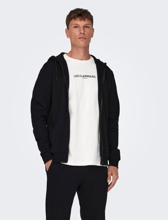 ONLY & SONS Onsceres Zip Thr. Hoodie Sweat Noos - Black - M