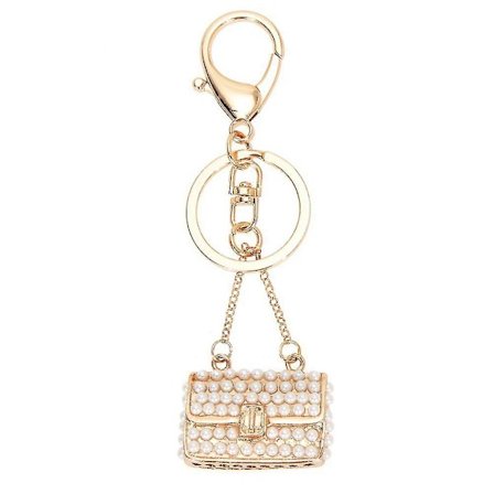 Krystal Rhinestone Pung Nøglering Nøglering Kæde Taske Charm Perle Vedhæng