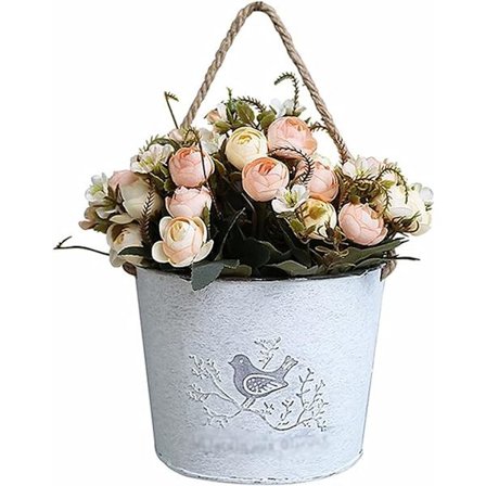 Hengende Plantepotter Vintage Metall Hengende Plantepotter Rustikk Veggmontert Blomster Vase Blomsterpotte Kurv for Hjem Innendørs Utendørs 