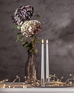 Batteridriva LED antikljus metall 2-pack Grå - 28,5 cm - Star Trading