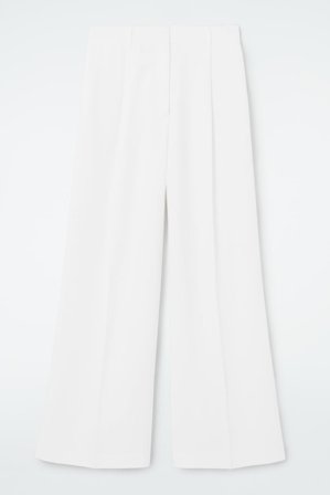 COS Women's Tailored Linen Blend Trousers in White
