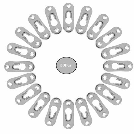 50 stk. Metal nøglehulsbeslag Usynlige nøglehulsophæng Metalfarve Hulbeslag Metal nøglehulsophæng Skabfastgørelser