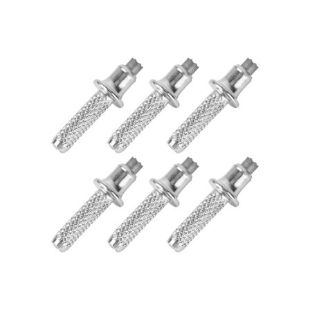 6 stk. erstatningstupper for vandrestaver, metallføtter, sklisikre pigger for utendørs camping og fjellklatring