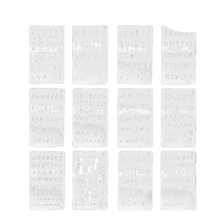 12 Ark Alfabet Stensiler Tegnestensiler Bokstavstensiler Tegnemaler Maler Maler Tegneark