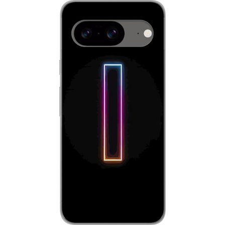 Kompatibel Mobilcover til Google Google Pixel 8 Minimalistisk neonbogstav I i regnbuefarver mod mørk baggrund