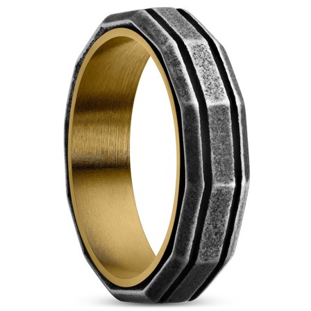 Inel Pearce Recta Vintage auriu pentru bărbați - Inele din oțel