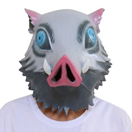 Demon Slayer Pig Cosplay Latex Mask Halloween Masquerade Fancy Dress Up Party Prop