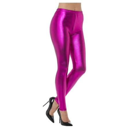 Smiffys Dam/Damer 80-tals Disco Metalliska Leggings M Rosa