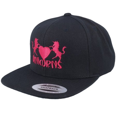 Unicorns - Sort snapback Kasket - Unicorns Heart Black Snapback @ Hatstore