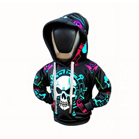 Kreativ Dödskalle Bil Växelspak Huvtröja Kläder Bil Växelspaksskydd Liten Hoodie Bil Interiör Växelspaksdammskydd