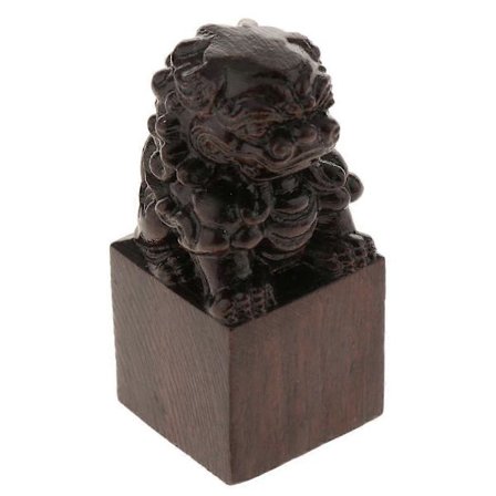 Käsityönä tehty puinen leijonaleimasin työpöydän koriste (2 kpl)