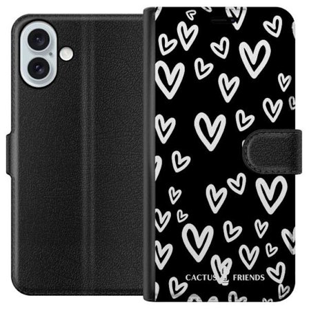 Kompatibelt Lommeboketui til Apple Apple iPhone 16 Plus Cactus and Friends - Handdrawn Love Chaos