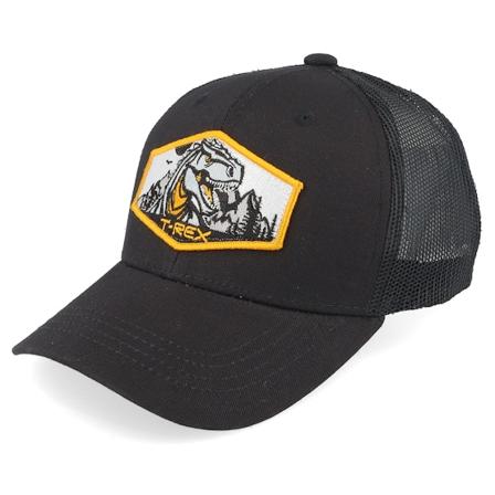 Kiddo Cap - Kids T-rex Orange Patch Black Trucker Trucker Black Cap - @ Hatstore