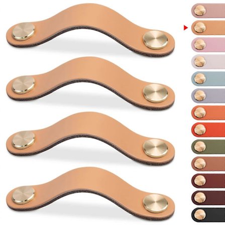 4 st Läder Möbelhandtag, Skåpdörrknopp Läderhandtag Lådknapp, Vintage Möbelhandtag för Skåp, Byrå, Kök, Badrum (Beige)