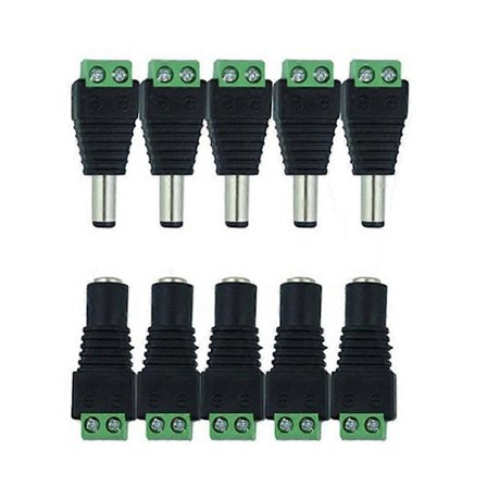 5 stk Strømadapter 12v Kontakter Kabel Jack Adapter 12v Hunnkontakt Koblingsplugg Strømkontakt
