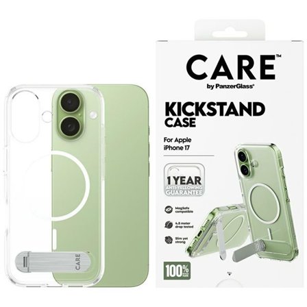 CARE by PanzerGlass Funktionsfodral med kickstand MagSafe för iPhone 17 - Transparent