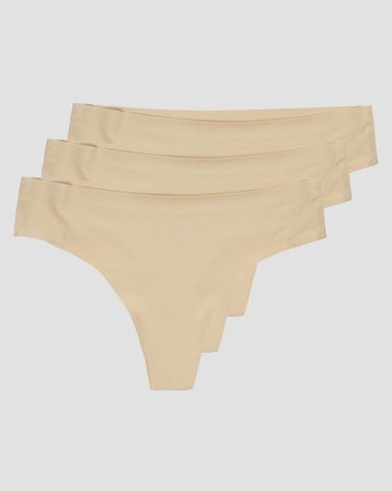 ICANIWILL - Invisible Thong 3-pack Beige - Naiset - Treenivaatteet ICIW:ltä