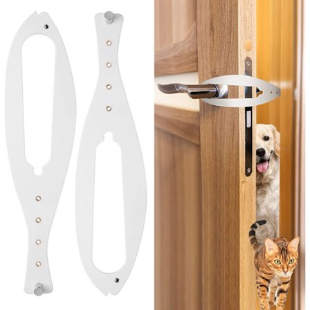 2-pak hvite fiskeformede kattedørbrakett låsebeslag dør