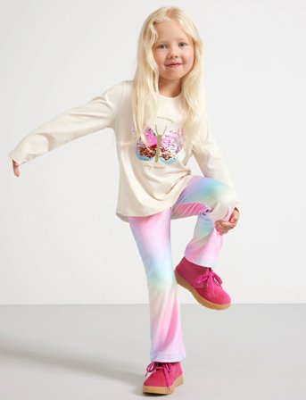 Lindex Leggings Flare Velour - Purple - 110