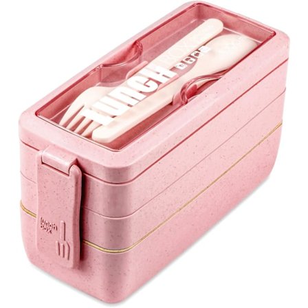 Bento Box Lunch Box, Fackbehållare - Vetehalm, Läckagesäker Ekologisk Stapelbar Bento Lunch Box