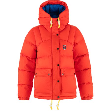 Fjällräven Dam's Expedition Down Lite Jacket in Flame Orange/UN Blue | Size: XS, Dun/Supreme Microloft