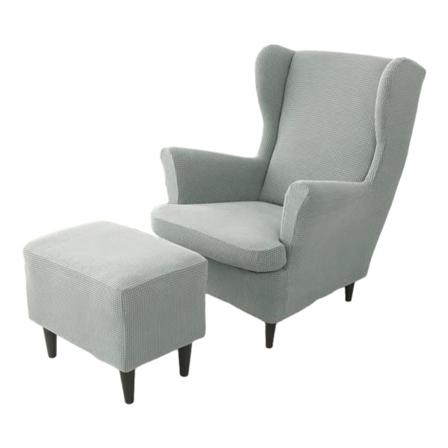 3-delad elastisk och stretchig Wingback cover för mjuk och light grey