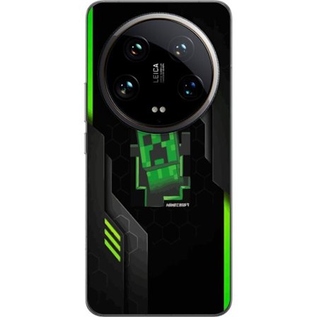 Kompatibelt Mobildeksel til Xiaomi Xiaomi 14 Ultra Grønn pikselbasert creeper-lignende spillillustrasjon med futuristiske neoninnslag og mørk tech b