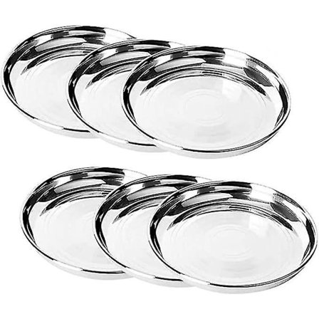 Runde middagstallerkener i rustfritt stål Thali vanlige retter speil