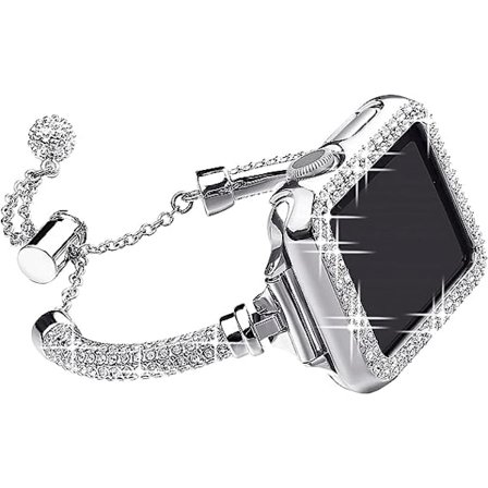 Bling Band och fodral kompatibelt med Apple Watch Band 38mm 40mm 41