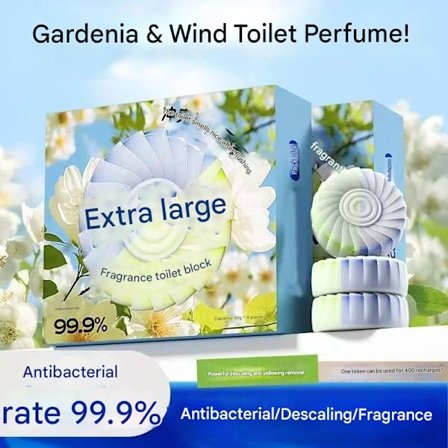 Toalettrengöringsblock med gardeniadoft, långvarig doft, högeffektiva toalettrengöringsblock av geltyp.