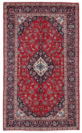 Keshan Teppich Handgeknüpft 146X248 Dunkelrot/Schwarz Persien