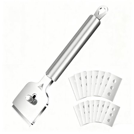 ING Keramisk kogepladeskraber - Skraber i rustfrit stål med 16 udskiftelige blade - Velegnet til induktions-/keramiske kogeplader - Rustfrit stål