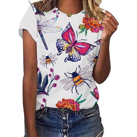 Kortärmade Kvinnor T-shirts Med Rund Hals