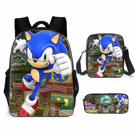 3pcs Sonic The Hedgehog Teens Backpack Travel Bags Laptop Backpacks Cartoon Bag