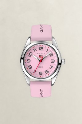 GANT - Campus klokke med lyserosa silikonrem (7-16 år) preppy pink