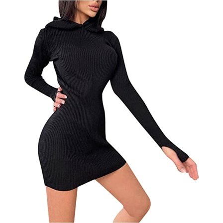 Strikkede Langærmet (L) Kjole Minikjole Ensfarvet Strikkede Shor