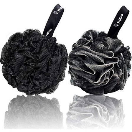 2-pak Badesvamper - Eksfolierende Dusjball for Voksne Menn og Kvinner, Svart