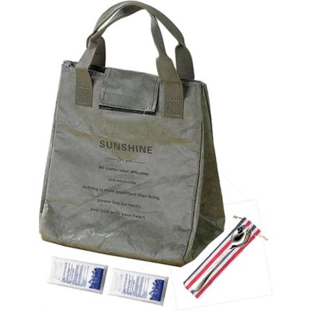 Lunchväska - Lunchlåda - Damisolerad lunchväska - Återanvändbar och lätt att bära liten lunchväska - Tyvek-material - Perfekt för vardag och arbete