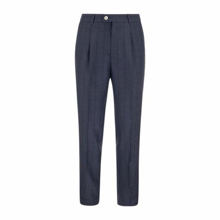 Brunello Cucinelli Pinstriped Bukser with darts Blå, Herre Bukser