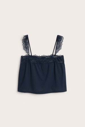 Kappahl | Linne med spets Mörkblå 2XL | Mörkblå