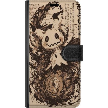 Kompatibel Tegnebogsetui til Samsung Samsung Galaxy A56 Mimikyu i dramatisk kunststil omgivet af mørke hvirvler og farvesprøjt, der skaber en mystis