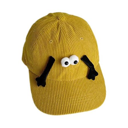 Tegneserie Hånd i Hånd Fløjls Baseball Caps til Børn Efterår Vinter Hat Vindtæt Bonnet Caps Justerbar Gul