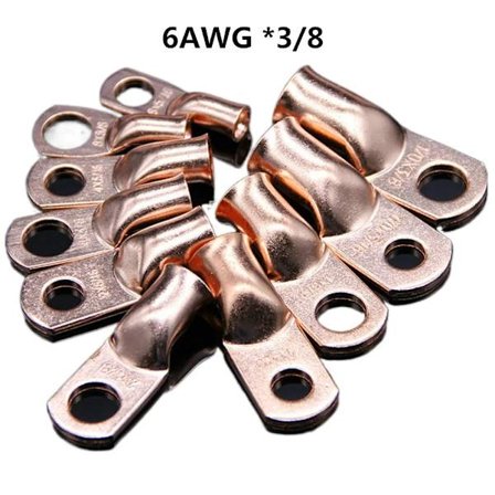 10 stk. ledningsringkabelsko kobber 1/0 AWG, 1AWG, 2AWG, 4AWG, 6AWG, 8AWG-kontakter bilstereo terminaler høykvalitets krympeterminal
