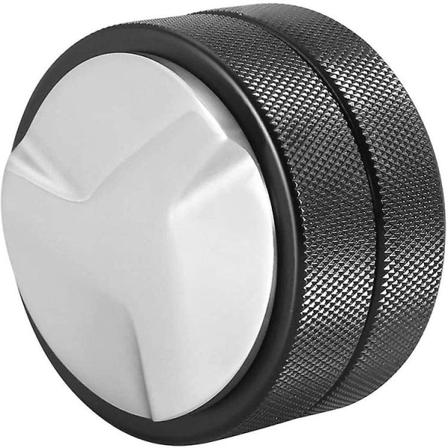 Kaffetamper i rustfritt stål, smart espressofordeler, nivåverktøy, base med sklisikre trekantede skråninger (1 stk, svart)